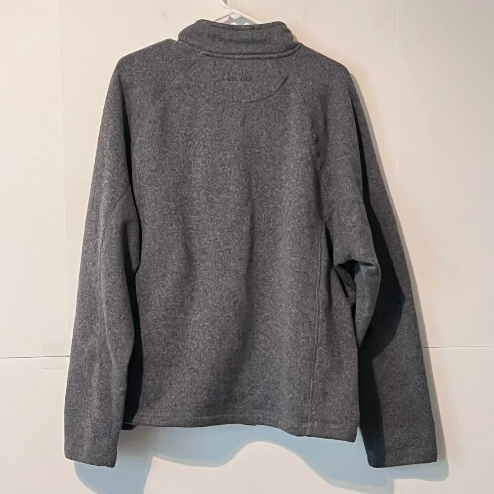 Cabelas Mens Henley Sweater Jumper Size XL Heather Grey Embroidered Zip Pockets